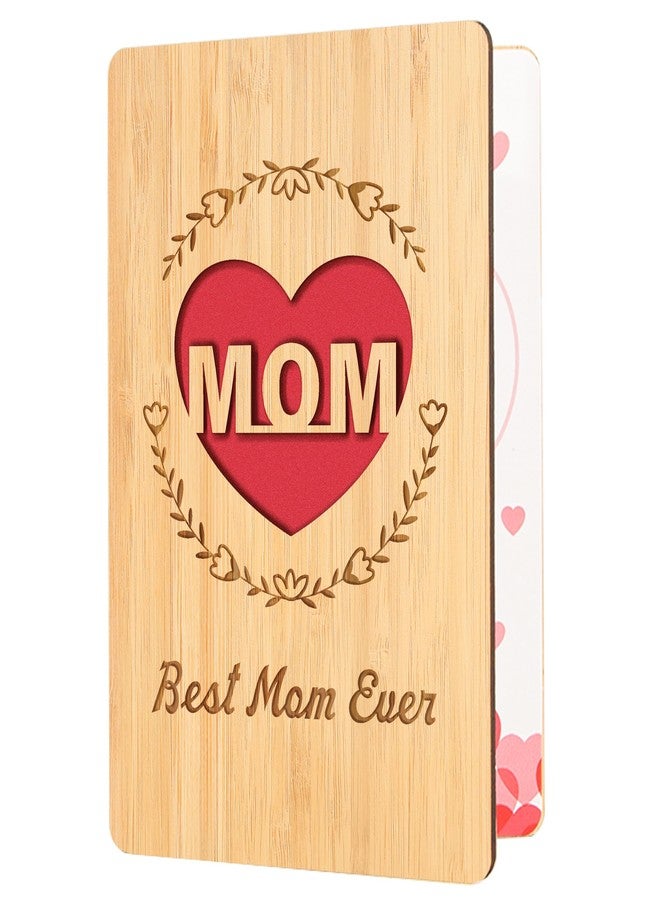 Pandasch Birthday Card for Mom, Handmade Bamboo Mothers Day Card Gifts, Special Mom Birthday Card/Retirement Card/Christmas Card for Mom from Daughter Son, Best Mom Ever Gift Card - Image 1